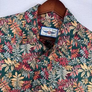 Vtg Straight Down Mens L Leaf Floral Colorful AOP Button Up Shirt Short Sleeve